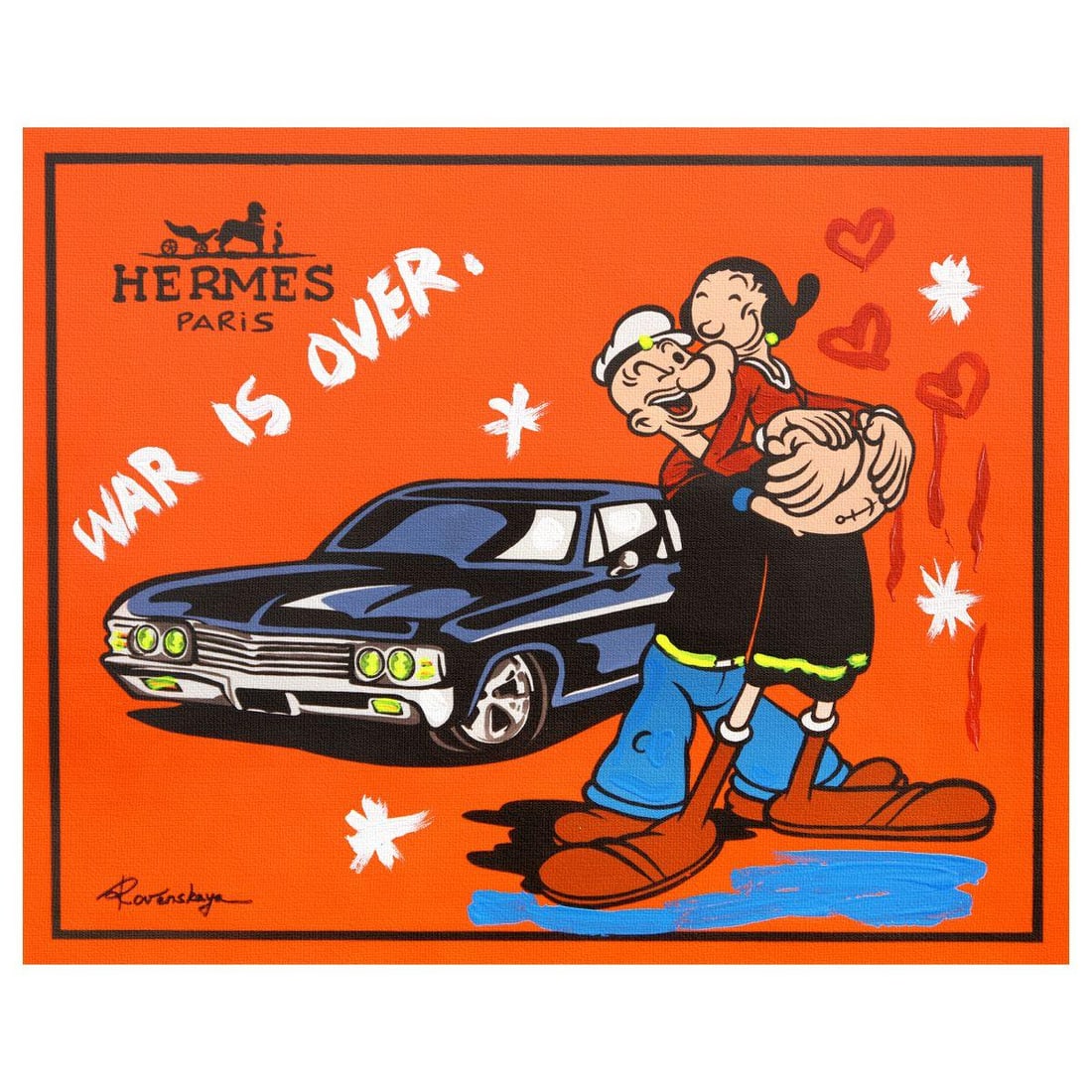 Nastya Rovenskaya- Mixed Media on Canvas "Classic Love": Artist: Nastya Rovenskaya. Medium: Mixed Media on Canvas. Title: Classic Love. Size: 16" x 20". Signature: Hand signed. Certificate of Authenticity: Is included. Reference#: 26302.