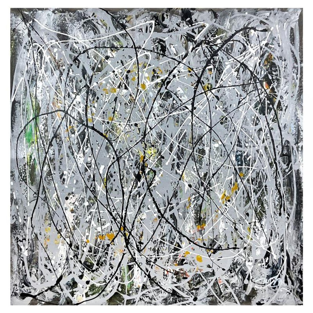 Mani, Original Acrylic Painting on Canvas (38" x 38"), Hand Signed with Letter of Authenticity (1 of 2)