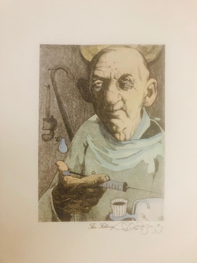 Charles Bragg- Hand watercolor over lithograph on paper "Unknown" (1 of 1)