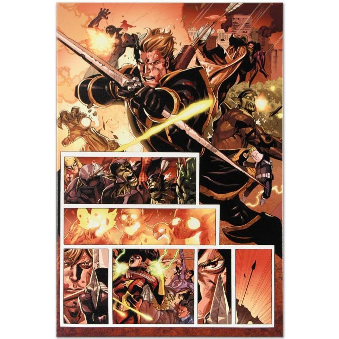 Marvel Comics "Secret Invasion #7" Numbered Limited Edition Giclee on Canvas by Leinil Francis Yu: A piece of comic book history, this limited edition, from original art by Leinil Francis Yu, depicts characters from the marvel universe. After winning the Wizard's Drawing Board Contest, Marvel Comic