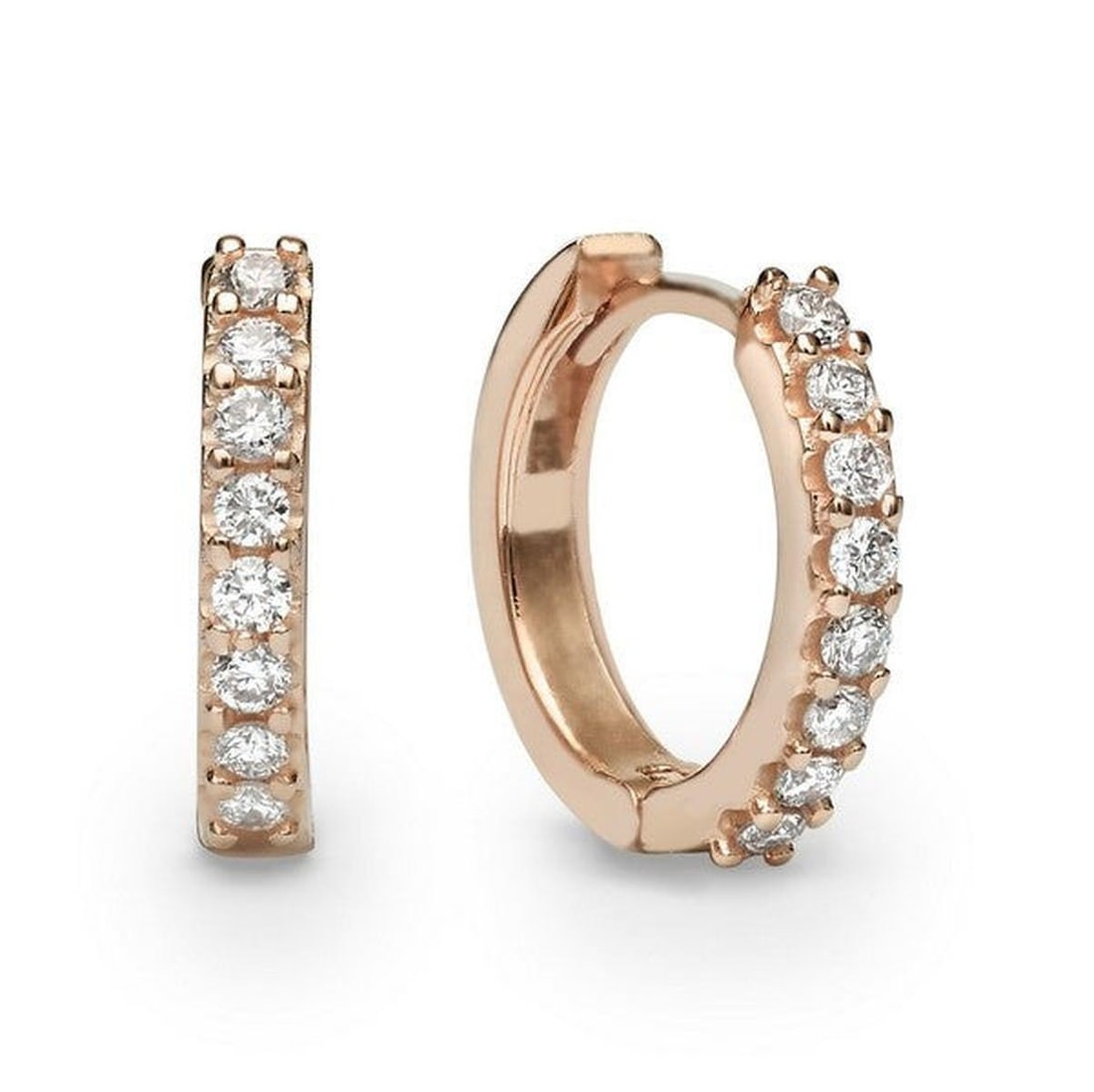 14kt Rose Gold 0.32ctw Diamond Earrings: One pair of 14k rose gold earrings Jewelry Weight: 2.8Grs Total Diamonds Weight: 0.32Cts Main Stones Description: Quantity: 16 Cut and shape: Round Carats Weight: 0.32 Clarity: VS Color: F DSL Apprais