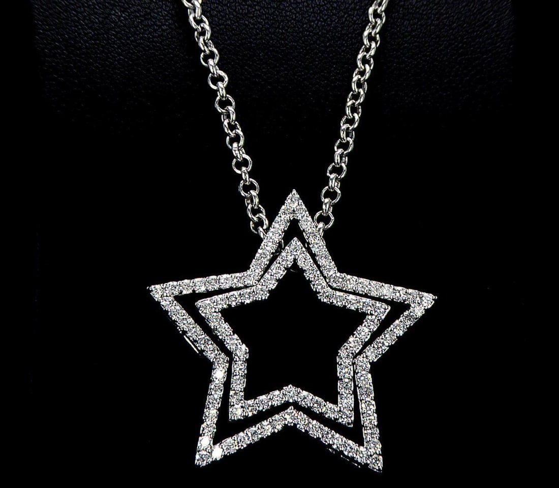 14kt White Gold 1.34ctw Diamond Pendant: One 14k white gold pendant, set with small natural diamonds. Jewelry Weight: 8.09Grs Total Diamonds Weight: 1.34Cts Main Stones Description: Cut and shape: Round Brilliant Carats Weight: 1.34 Clarity: