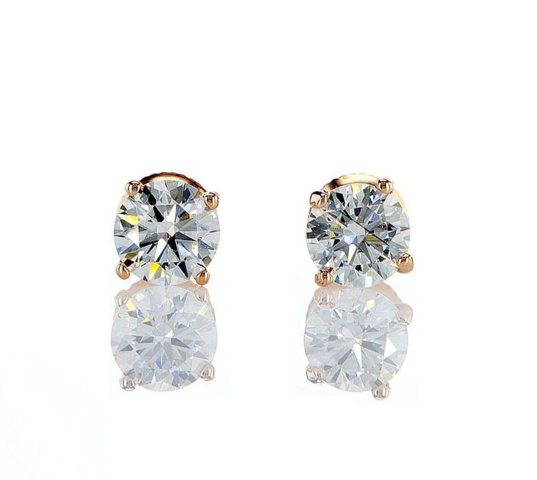 14kt Rose Gold 2.11ctw Diamond Earrings: Jewelry Description Description: One pair of 14k rose gold earrings, set with lab grown diamonds. Jewelry Weight: 1.26 Grs Total Diamonds Weight: 2.11 Cts Precious Metal: 14kt Rose Gold Certificate Nu