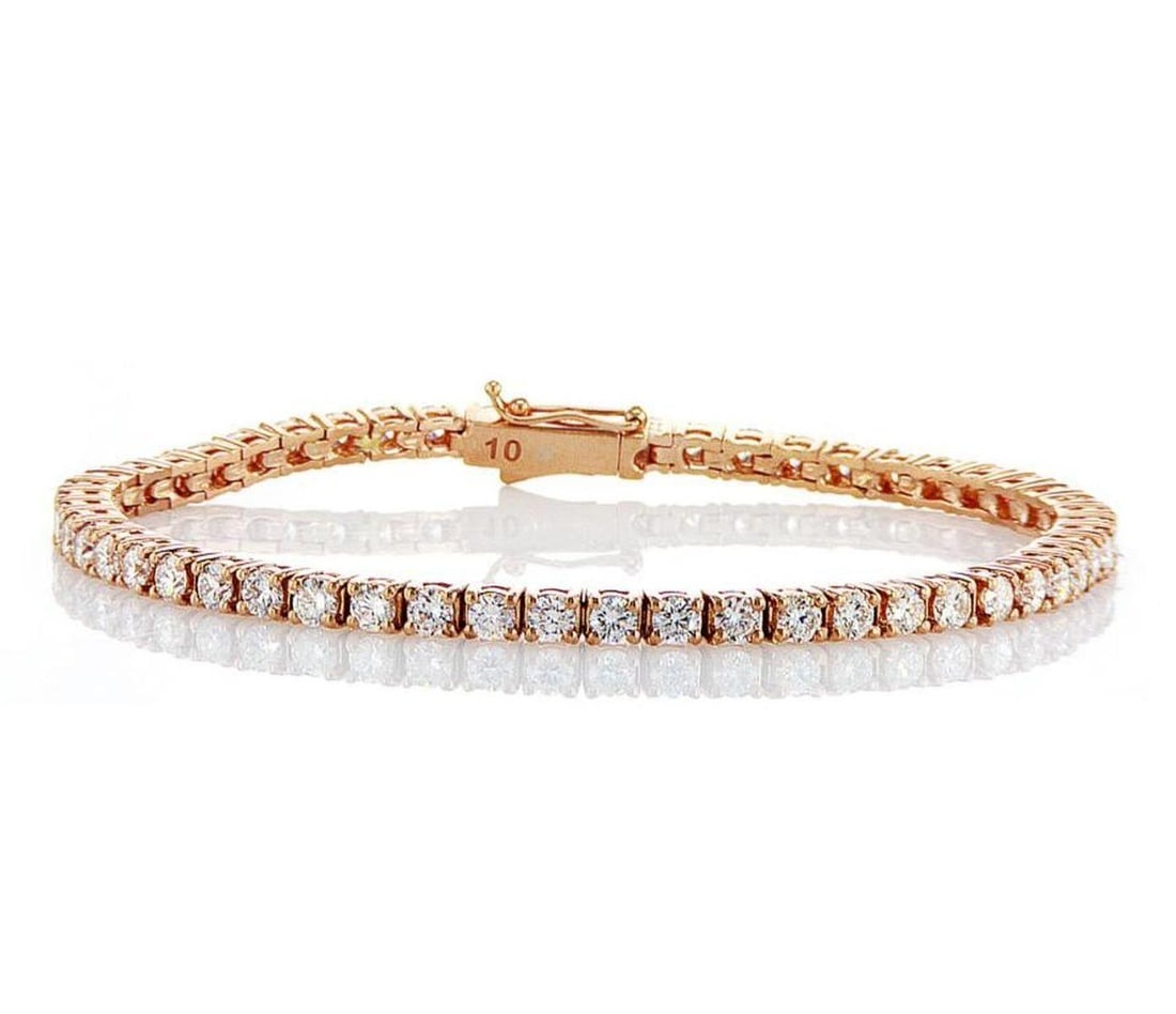 14kt Rose Gold 4.18ctw Diamond Bracelet: Jewelry Description Description: One 14k rose gold bracelet, set with lab grown diamonds. Jewelry Weight: 11.27 Grs Total Diamonds Weight: 4.18 Cts Precious Metal: 14kt Rose Gold Certificate Number: D
