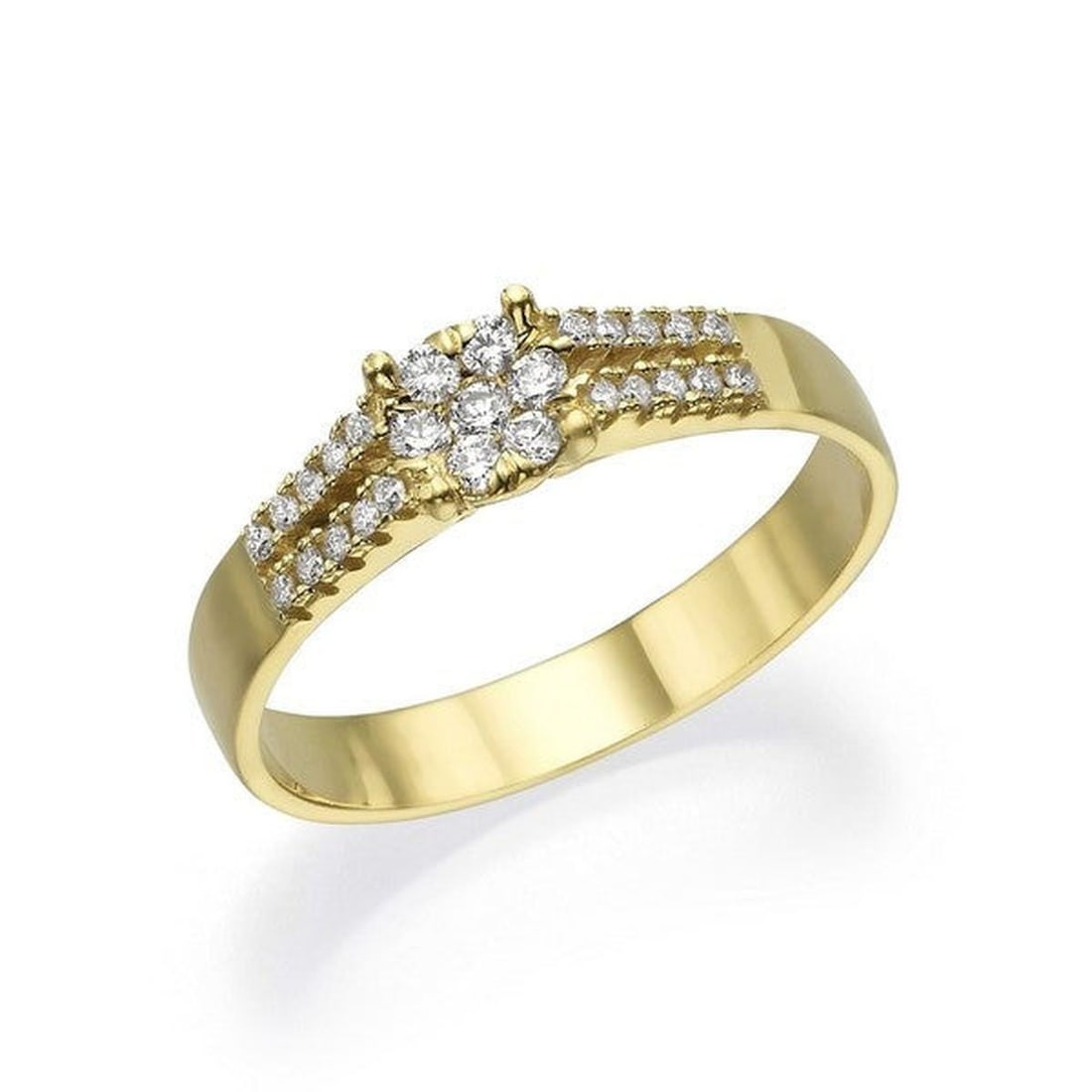 14kt Yellow Gold 0.15ctw Diamond Ring: One 14k yellow gold ring, set with natural diamond. Jewelry Weight: 2.6Grs Total Diamonds Weight: 0.15Cts Main Stones Description: Quantity: 7 Cut and shape: Round Carats Weight: 0.15 Clarity: VS Colo