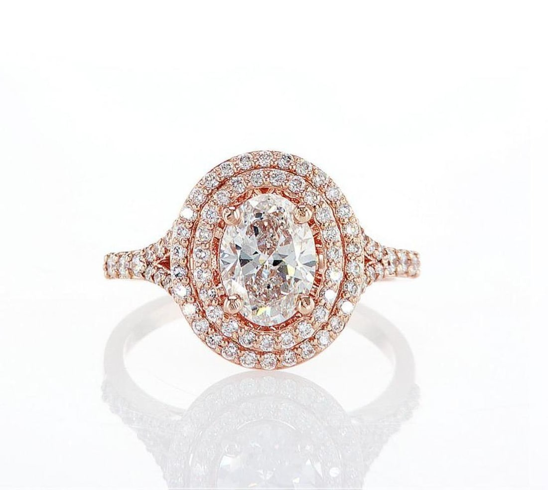 14kt Rose Gold 1.84ctw Diamond Ring: Jewelry Description Description: One 14k rose gold ring, set with lab grown diamonds. Jewelry Weight: 3.7 Grs Total Diamonds Weight: 1.84 Cts Precious Metal: 14kt Rose Gold Certificate Number: DSL- 44