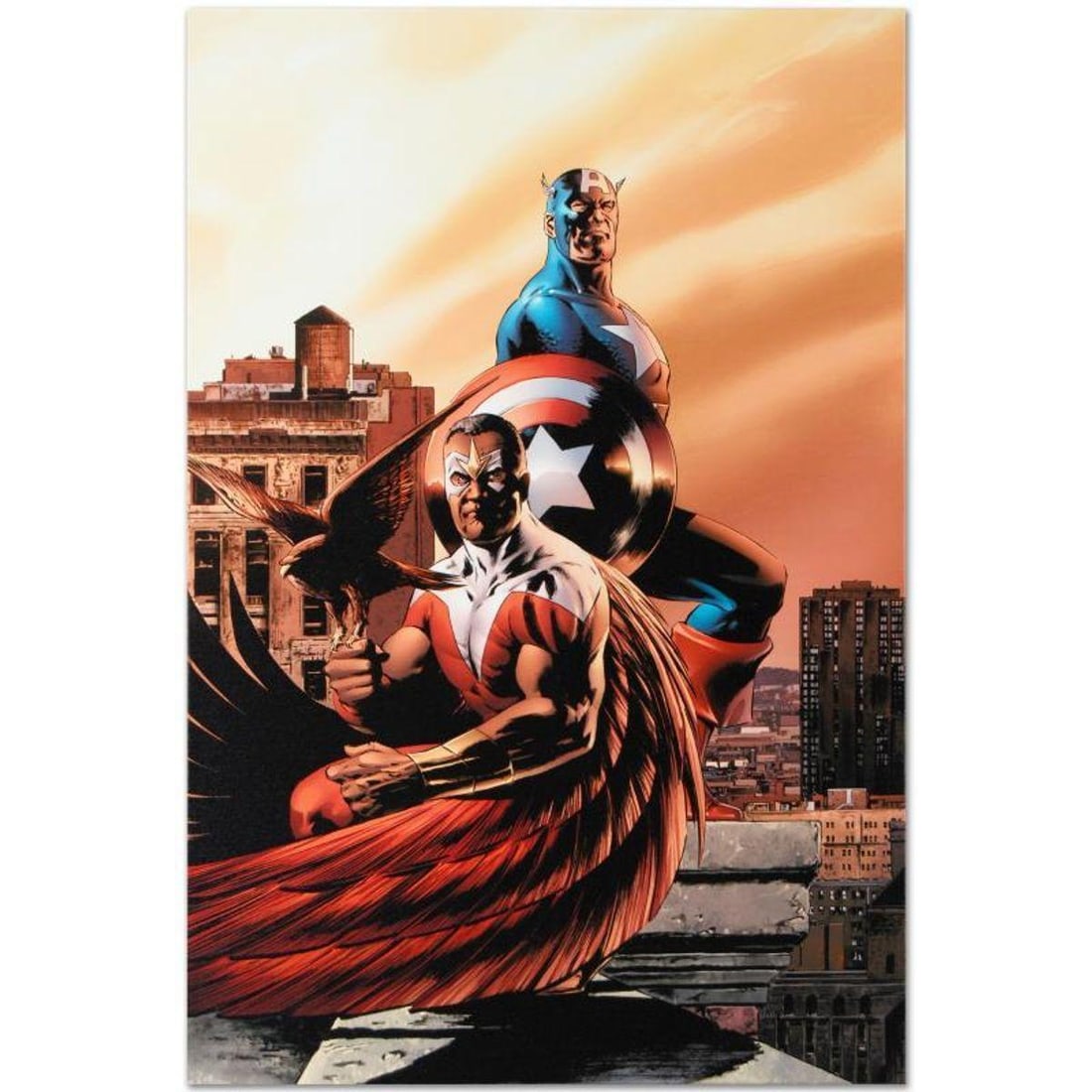 Marvel Comics "Captain America & The Falcon #5" Numbered Limited Edition Giclee on Canvas by Steve: A piece of comic book history, this limited edition, from original art by Steve Epting, depicts an action packed scene starring Captain America. Steve Epting began working with Marvel Comics in the ea