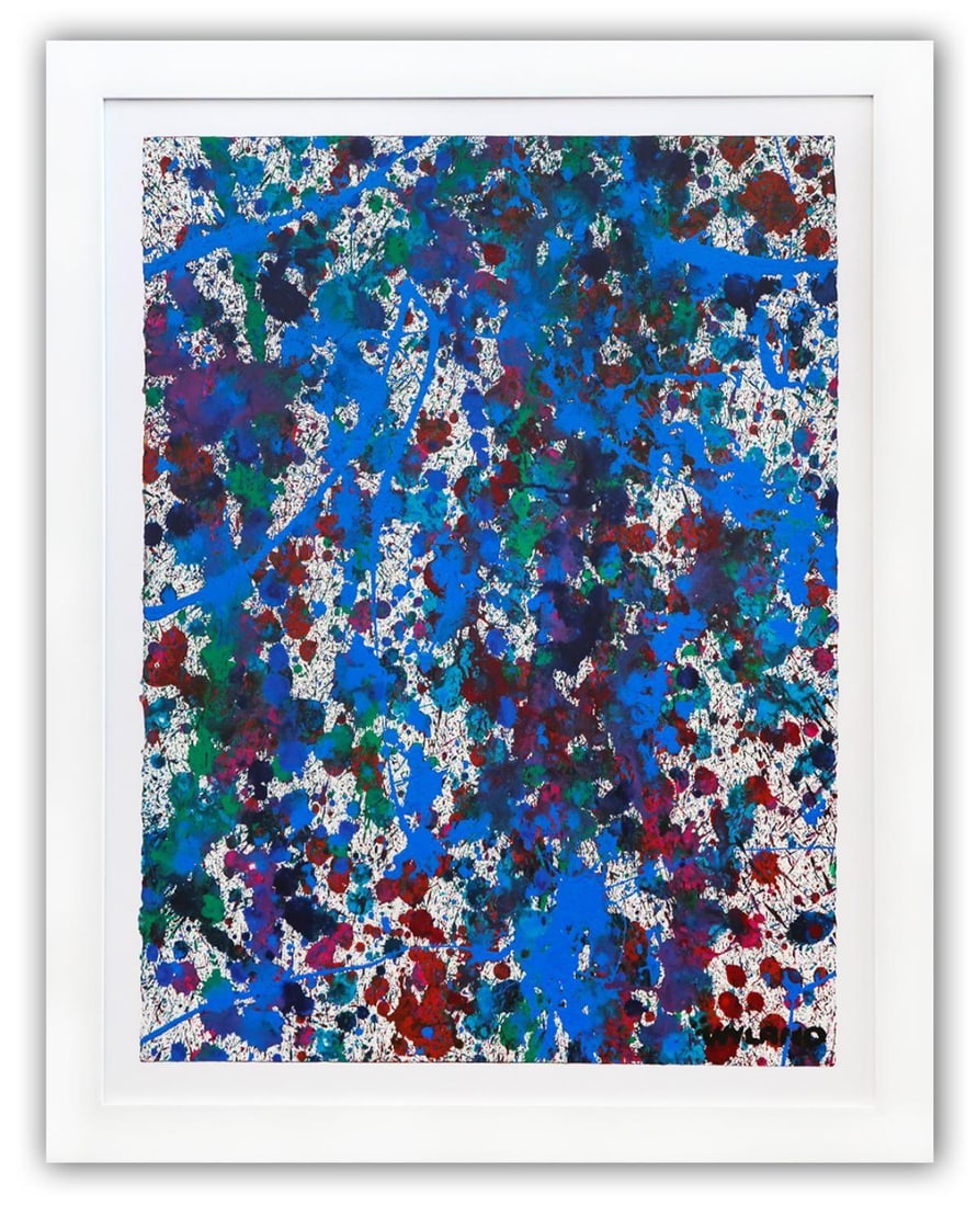 Wyland- Original Watercolor Painting on Deckle Edge Paper "Abstract Drip": Artist: Wyland. Medium: Original Watercolor Painting on Deckle Edge Paper. Title: Abstract Drip. Size: 30" x 22". Measures approx. 36" x 29" (framed). Signature: Hand Signed by the artist. Certificate