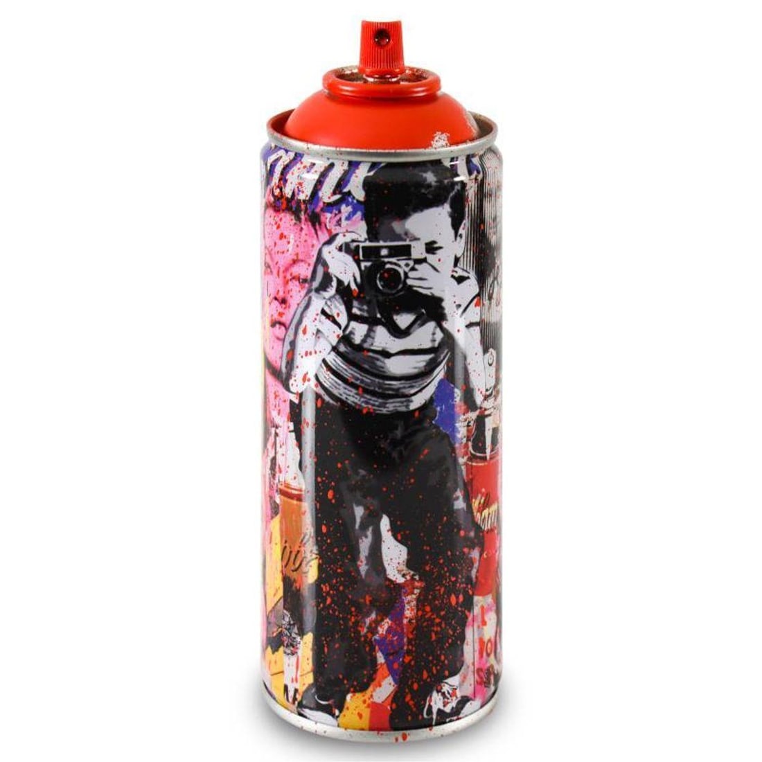 Mr. Brainwash, "Smile - Full (Red)" Limited Edition Hand Painted Spray Can with Plate Signature.: Smile - Full (Red) is a numbered limited edition hand painted spray can by Mr Brainwash. This piece bears the plate signature of the artist and comes from his 2020 Classic Spray Can Collection. Measur