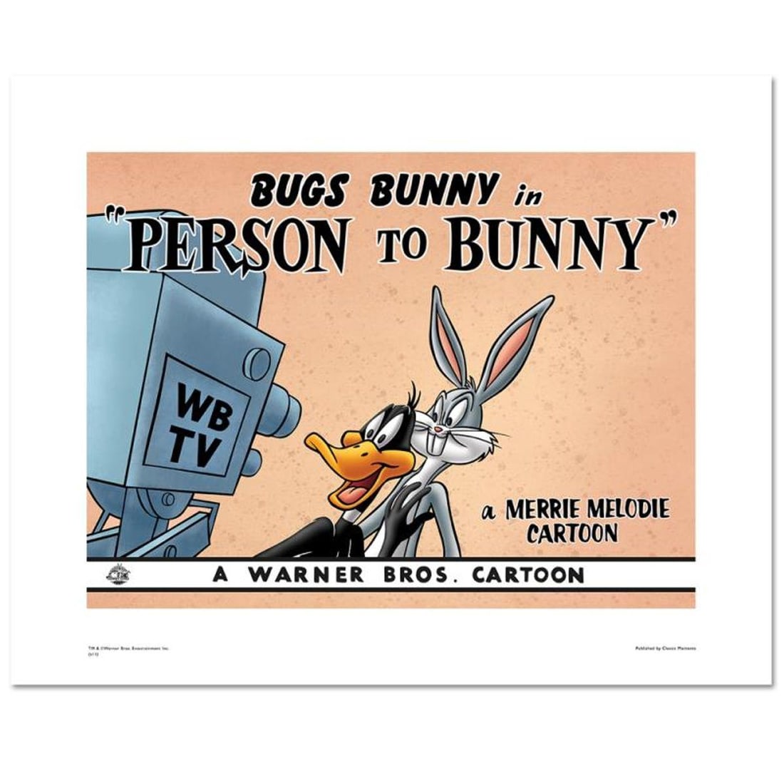 Person To Bunny Limited Edition Giclee from Warner Bros., Numbered with Hologram Seal and: Person To Bunny is a limited edition giclee on paper from Warner Bros., numbered with hologram seal of Authenticity. Also, includes Certificate of Authenticity! Measures approx. 20" x 16" (with border