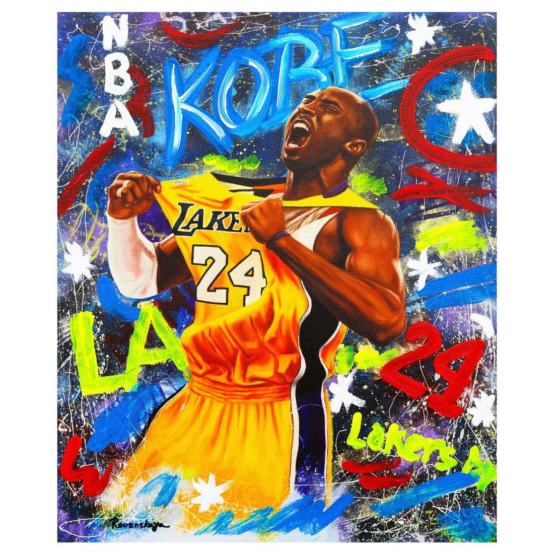 Nastya Rovenskaya- Mixed Media on Canvas "Kobe Bryant" (1 of 2)