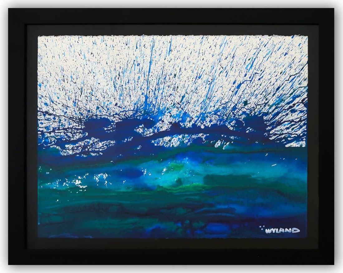 Wyland- Original Watercolor Painting on Deckle Edge Paper "Abstract": Artist: Wyland. Medium: Original Watercolor Painting on Deckle Edge Paper. Title: Abstract. Size: 22" x 30". Measures approx. 29" x 37" (framed). Signature: Hand Signed by the artist. Certificate of A