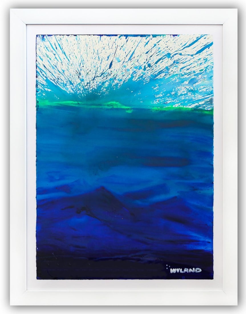 Wyland- Original Watercolor Painting on Deckle Edge Paper "Abstract": Artist: Wyland. Medium: Original Watercolor Painting on Deckle Edge Paper. Title: Abstract. Size: 30" x 22". Measures approx. 37" x 29" (framed). Signature: Hand Signed by the artist. Certificate of A