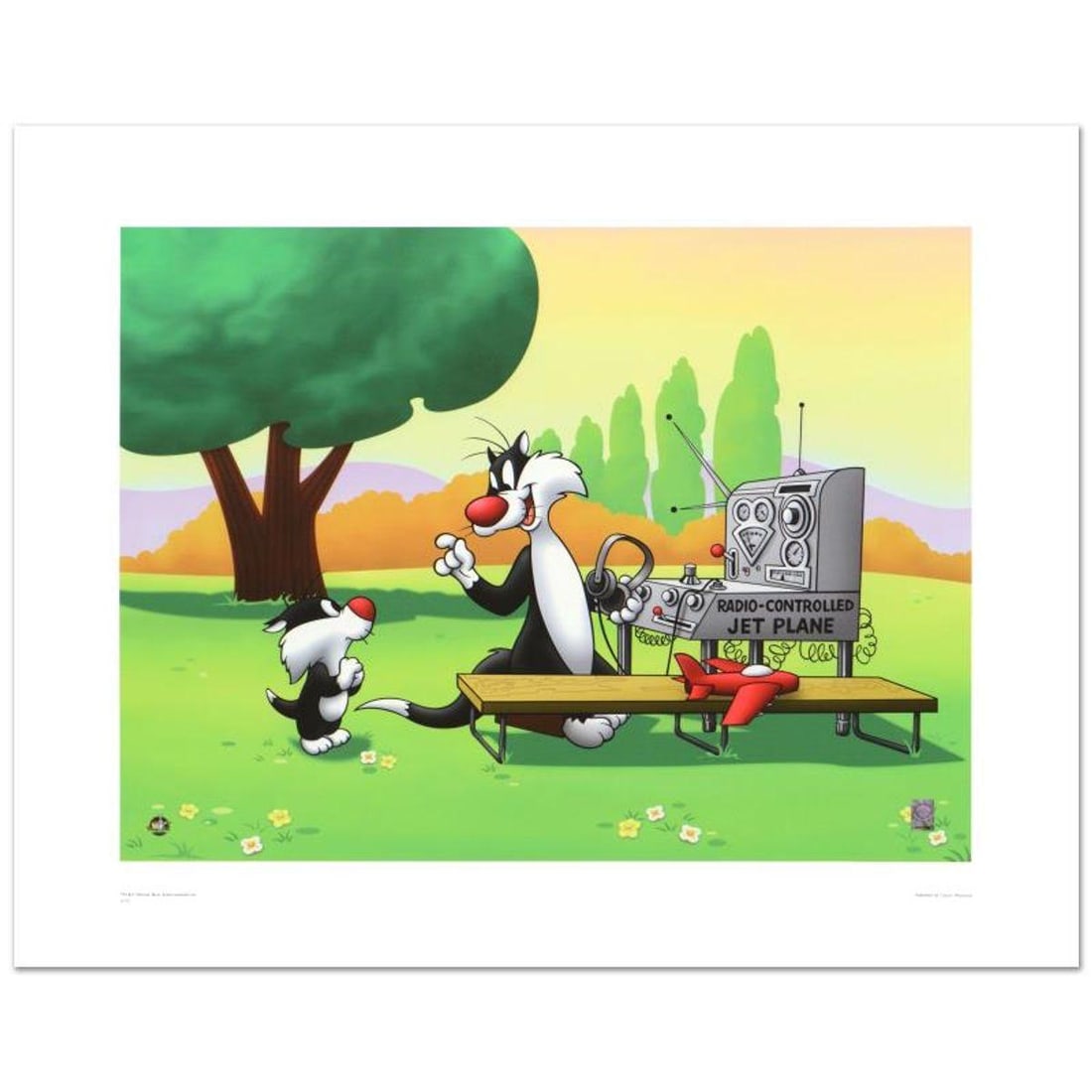 Sylvester & Son, Radio Controlled Jet Limited Edition Giclee from Warner Bros., Numbered with: Sylvester & Son, Radio Controlled Jet is a limited edition giclee on paper from Warner Bros., numbered with hologram seal of Authenticity. Also, includes Certificate of Authenticity! Measures approx.