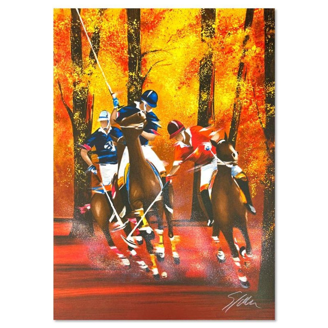 Victor Spahn, "Polo" hand signed limited edition lithograph with Certificate of Authenticity.: Polo is a limited edition lithograph on paper by Victor Spahn. Printed at Art-Lithographies workshop in Paris, the piece is hand signed by the artist and comes with a certificate of authenticity. Meas