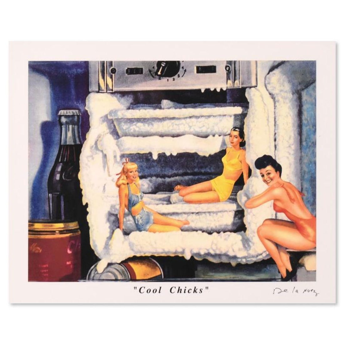 Nelson De La Nuez, "Cool Chicks" AP Limited Edition, Numbered and Hand Signed with Letter of: Cool Chicks is a limited edition artist proof on paper by Nelson De La Nuez, numbered and hand signed by the artist. Includes Letter of Authenticity. Measures approx. 14" x 10". Reference#: 90308.