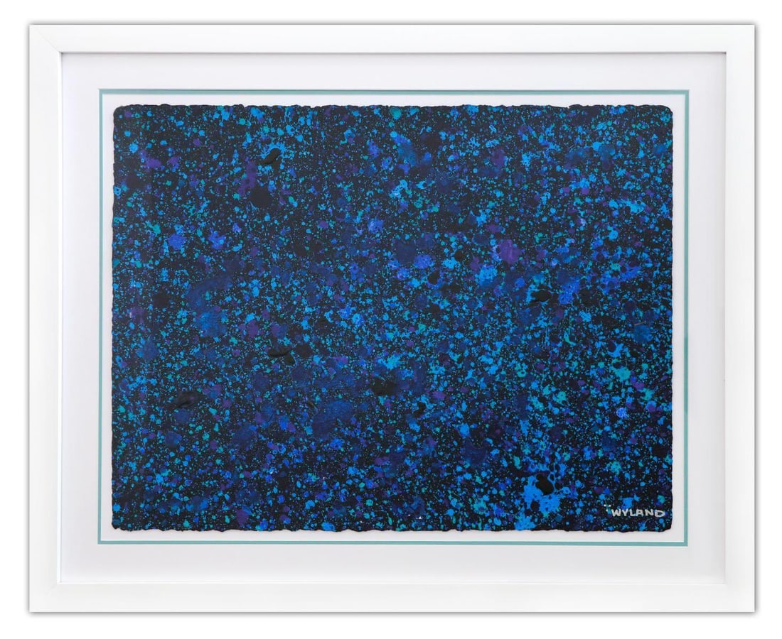 Wyland- Original Watercolor Painting on Deckle Edge Paper "Abstract Drip": Artist: Wyland. Medium: Original Watercolor Painting on Deckle Edge Paper. Title: Abstract Drip. Size: 22" x 30". Measures approx. 31" x 39" (framed). Signature: Hand Signed by the artist. Certificate