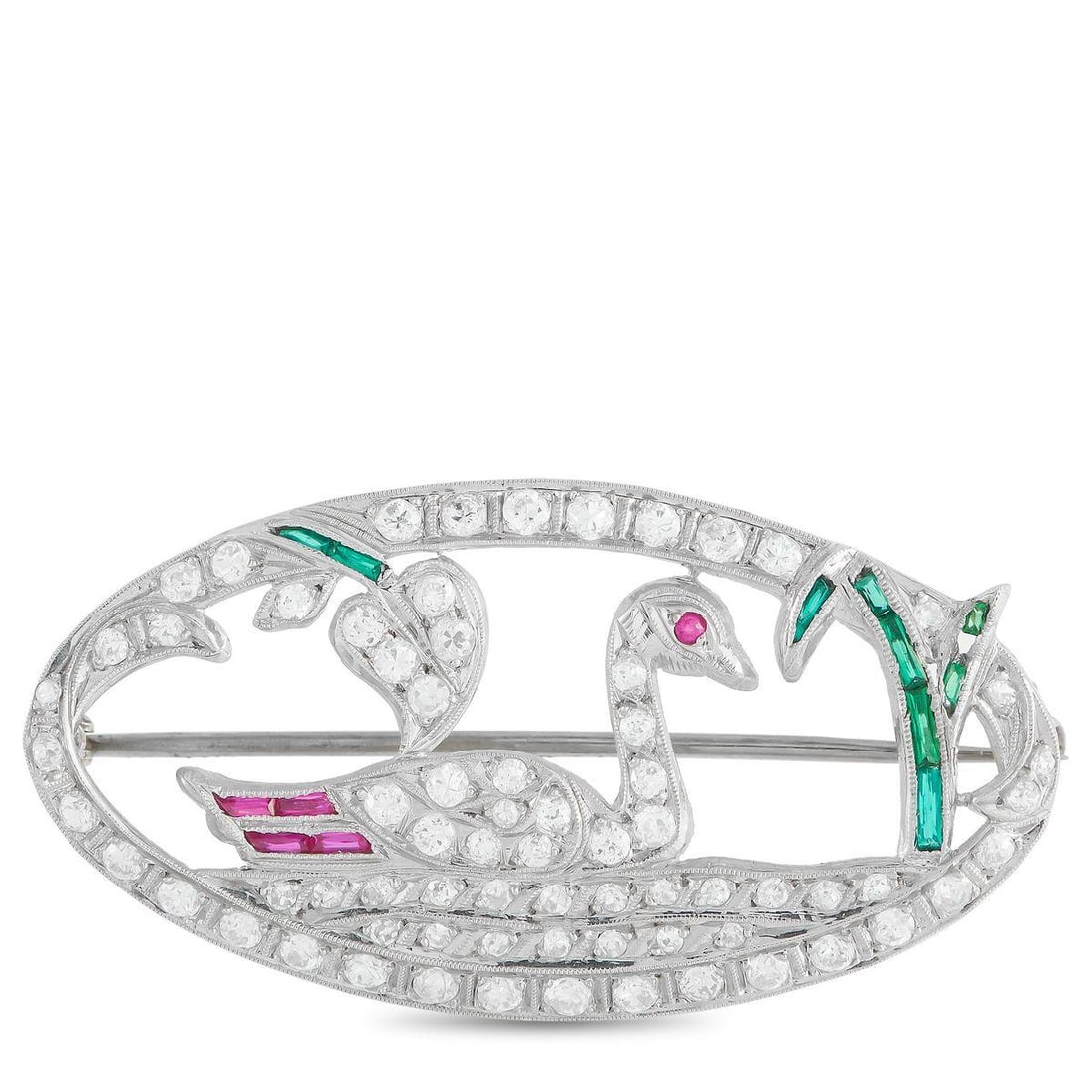 18K WHITE GOLD 0.80CT DIAMOND BROOCH (1 of 3)