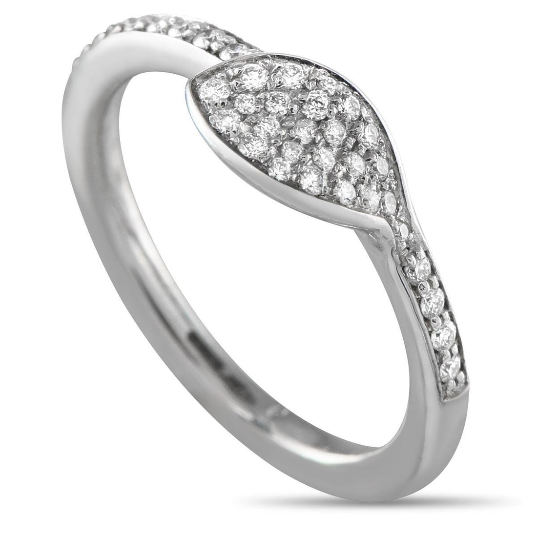 PASQUALE BRUNI 18K WHITE GOLD 0.33CT DIAMOND RING: An elegant, understated design makes this Pasquale Bruni ring ideal for everyday wear. A leaf motif at the center draws inspiration from the beauty of nature, while sparkling Diamonds totaling 0.33 ca