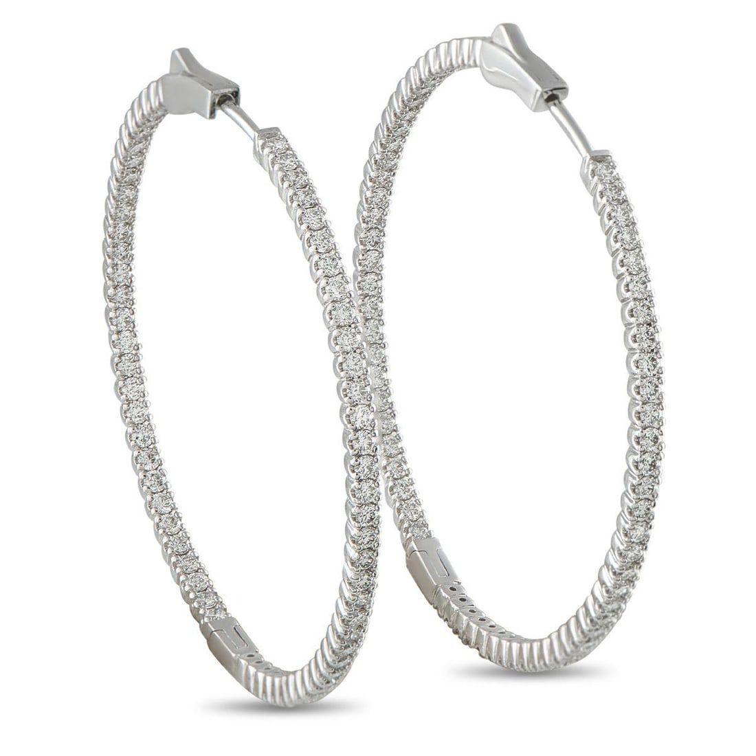 14K WHITE GOLD 2.02CT DIAMOND HOOP EARRINGS (1 of 4)
