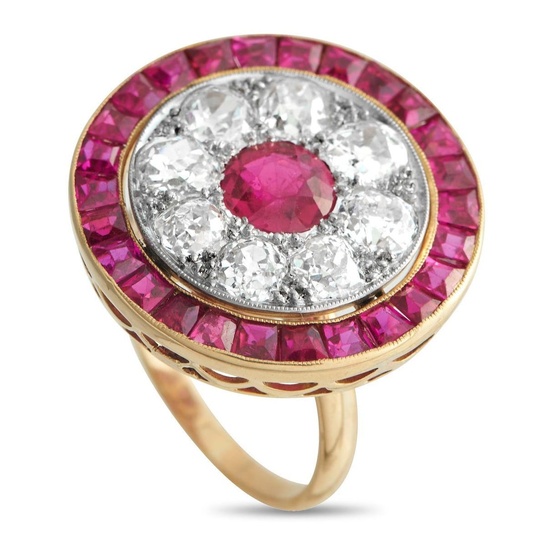 18K ROSE GOLD 2.10CT DIAMOND AND RUBY COCKTAIL RING (1 of 3)