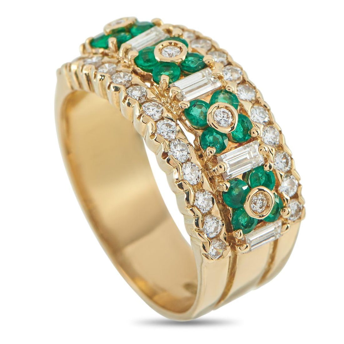 18K YELLOW GOLD 0.55CT DIAMOND AND EMERALD RING (1 of 4)