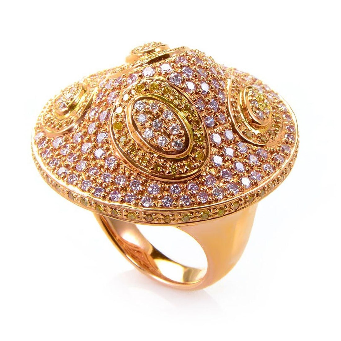 18K ROSE GOLD WHITE AND YELLOW DIAMOND RING (1 of 3)