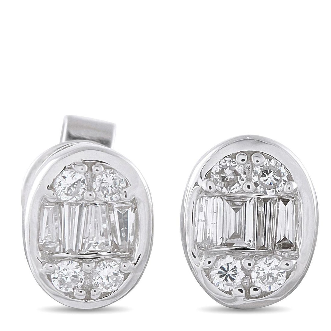 14K WHITE GOLD 0.40CT DIAMOND CLUSTER OVAL STUD EARRINGS (1 of 4)