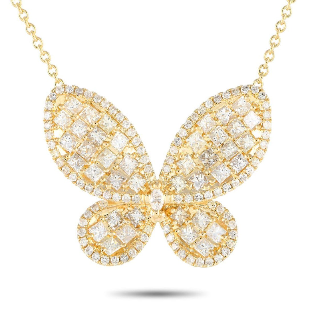 14K YELLOW GOLD 3.73CT DIAMOND BUTTERFLY NECKLACE (1 of 4)