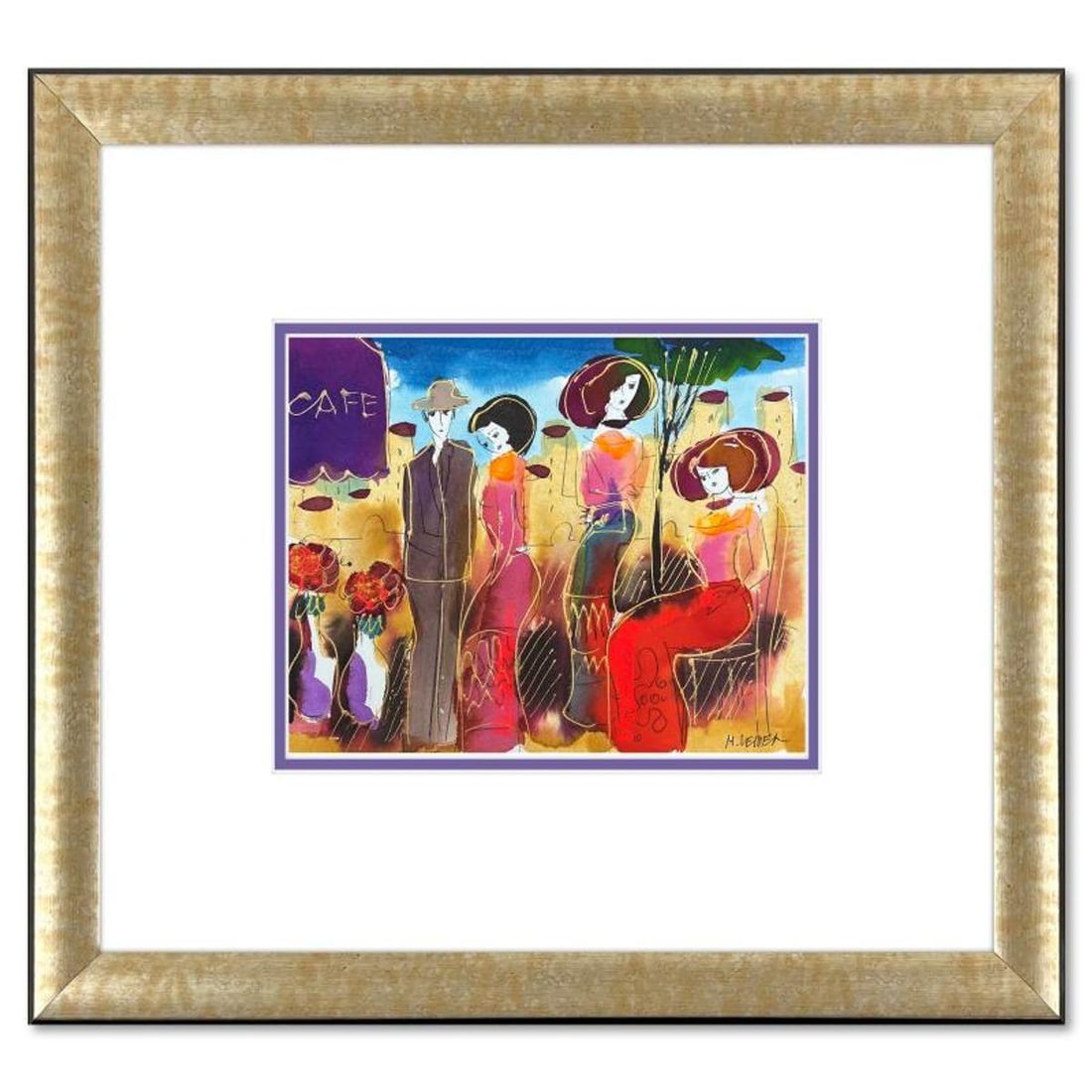 Moshe Leider, Framed Original Mixed Media Watercolor Painting, Hand Signed with Letter of: This is an original mixed media watercolor painting on paper by Moshe Leider. Hand signed by the artist, this piece comes custom framed and includes a Letter of Authenticity. Measures approximately 15
