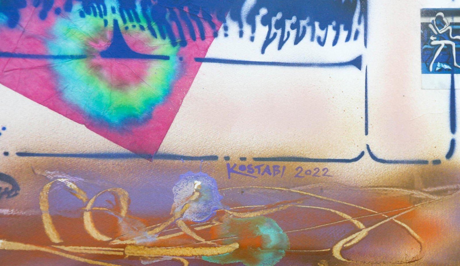 Mark Kostabi- Original Mixed Media on Paper "On Board, 2022" - 3