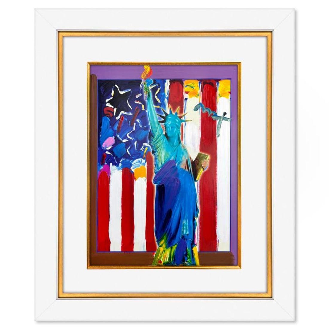 Peter Max, "United We Stand" Framed One-of-a-Kind Mixed Media, Hand Signed with Registration Number (1 of 2)
