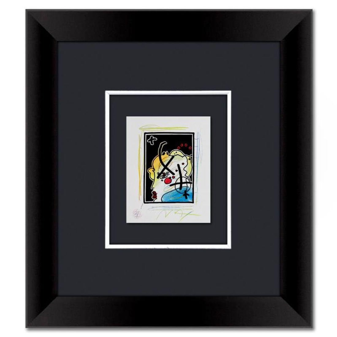 Peter Max, "Profile" Framed One-of-a-Kind Mixed Media, Hand Signed with Registration Number (1 of 2)