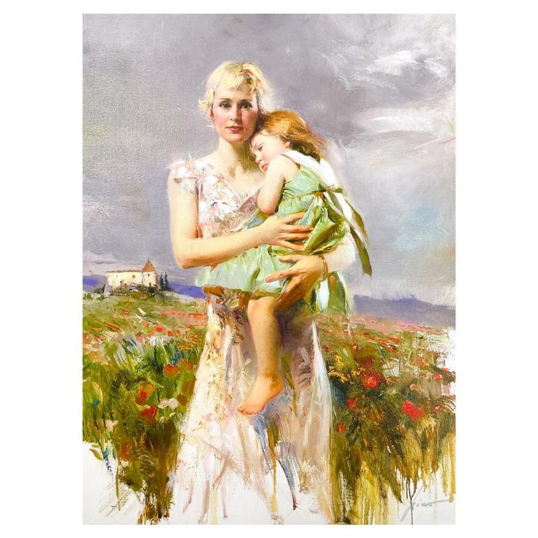 Pino (1939-2010) "Angel from Above" Limited Edition on Canvas, Numbered and Hand Signed with: Angel from Above is a limited edition giclee on canvas by Pino (1939-2010), numbered and hand signed by the artist. Includes Certificate of Authenticity. Measures approx. 30" x 22" (image). Reference#
