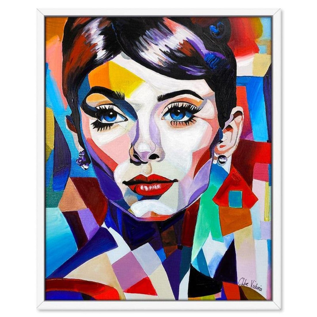 Chloe Victoria, "Eternal Glamour" Framed One-of-a-Kind Mixed Media Overpaint on Canvas, Hand Signed: "Eternal Glamour" is a one-of-a-kind mixed media overpaint on canvas by Chloe Victoria, hand signed by the artist. This piece comes custom framed. Includes Letter of Authenticity. Measures approx. 23"