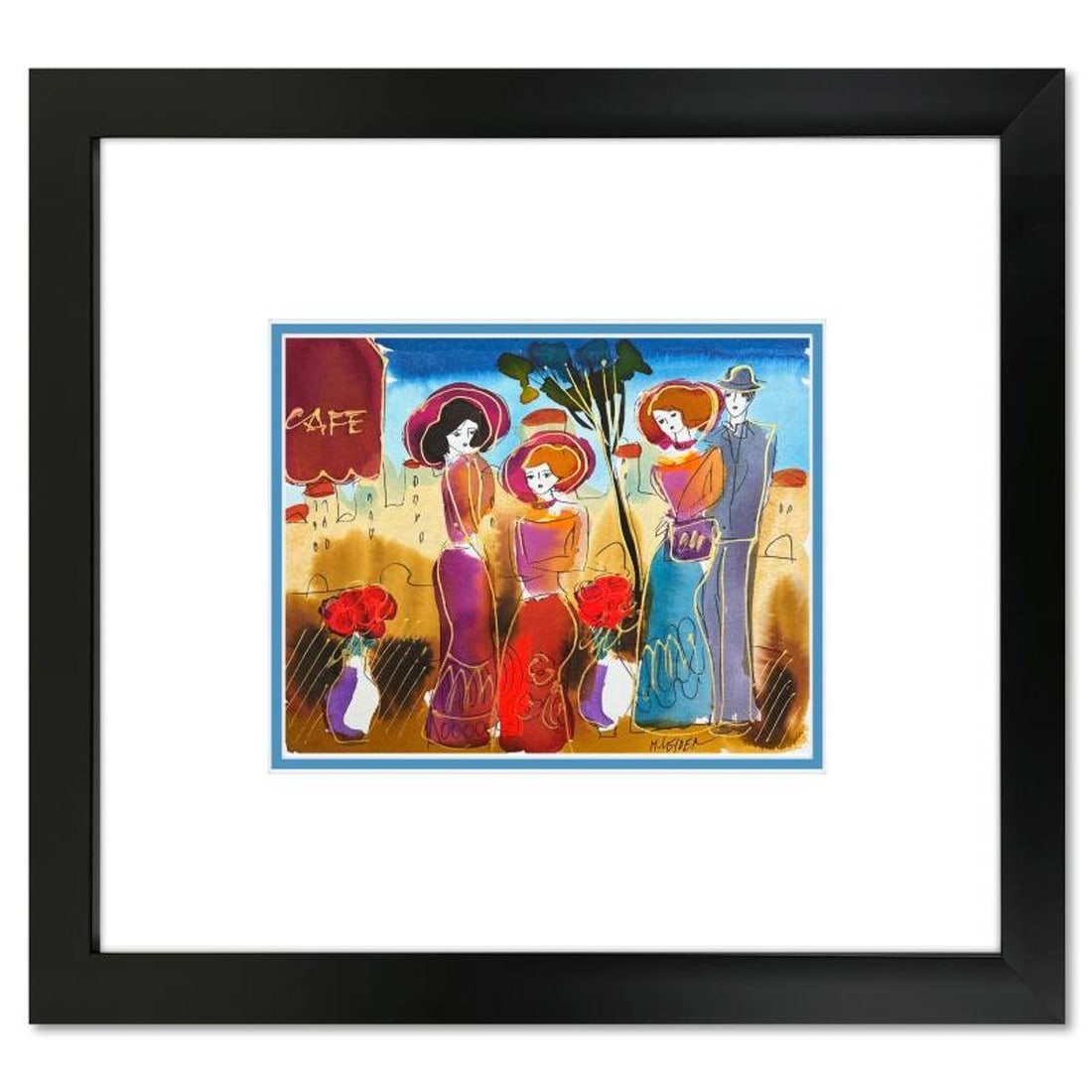 Moshe Leider, Framed Original Mixed Media Watercolor Painting, Hand Signed with Letter of: This is an original mixed media watercolor painting on paper by Moshe Leider. Hand signed by the artist, this piece comes custom framed and includes a Letter of Authenticity. Measures approximately 15