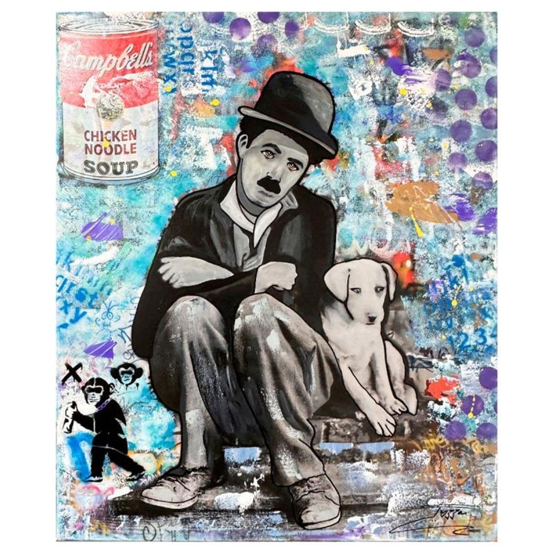 Jozza, "Dogs Life" Unique Mixed Media on Canvas, Hand Signed Inverso with Letter of Authenticity.: "Dogs Life" is a unique mixed media acrylic on gallery wrapped canvas by Jozza. This piece is hand signed and titled in verso. Includes Letter of Authenticity. Measures approximately 48" x 40" (image)