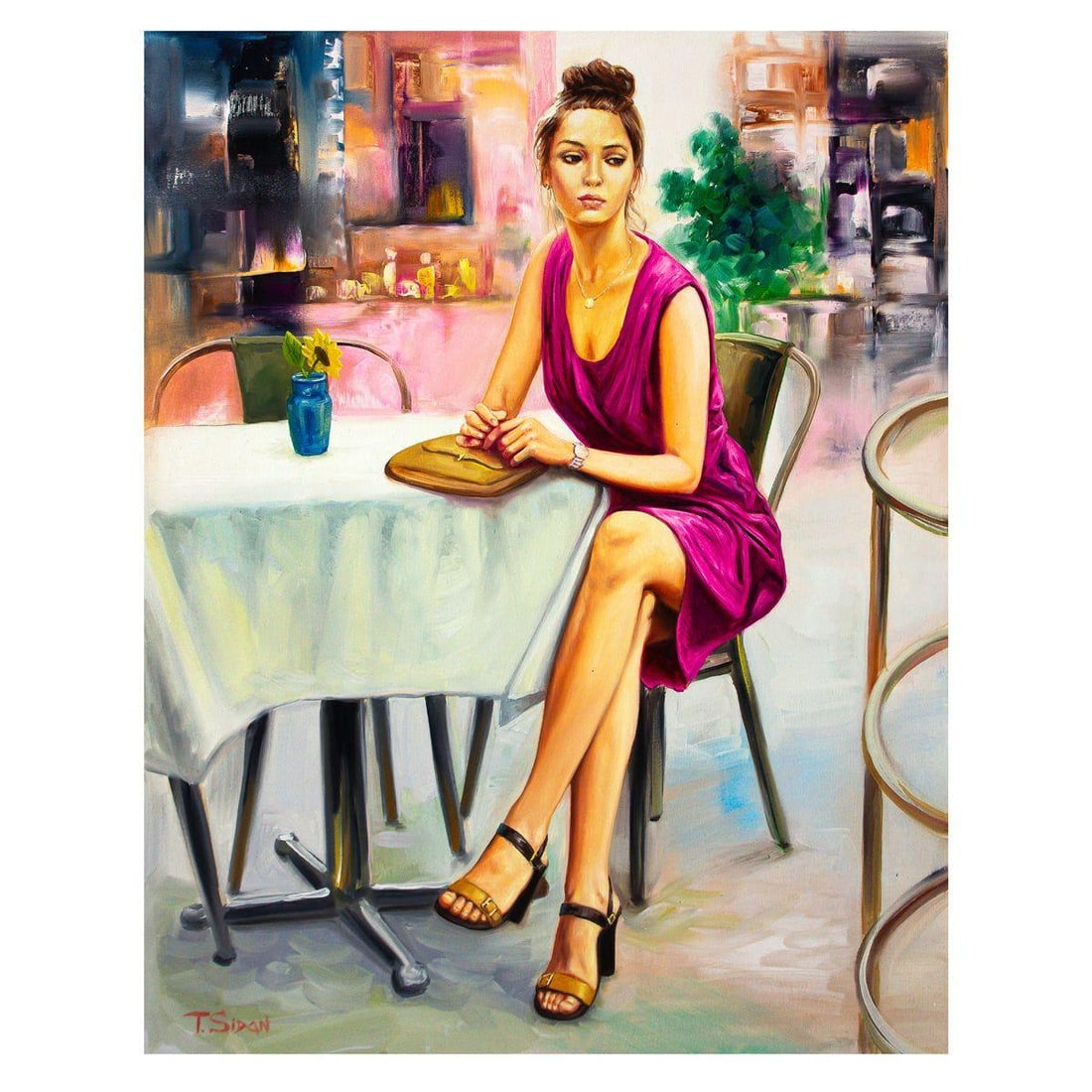 Taras Sidan- Original Oil on Canvas "Alice": Artist: Taras Sidan. Medium: Original Oil on Canvas. Title: Alice. Size: 30" x 24". Signature: Hand Signed by the artist. Certificate of Authenticity: From the publisher. Reference#: 57186.