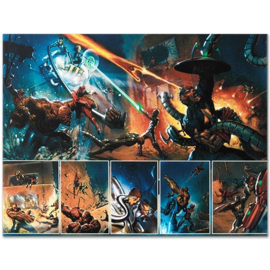 Marvel Comics "Secret War #4" Numbered Limited Edition Giclee on Canvas by Gabriele Dell'Otto with: A piece of comic book history, this limited edition, from original art by Gabriele Dell'Otto, depicts an intense scene from the Fantastic Four. In 1998 Dell'Otto started collaborating with the Europea