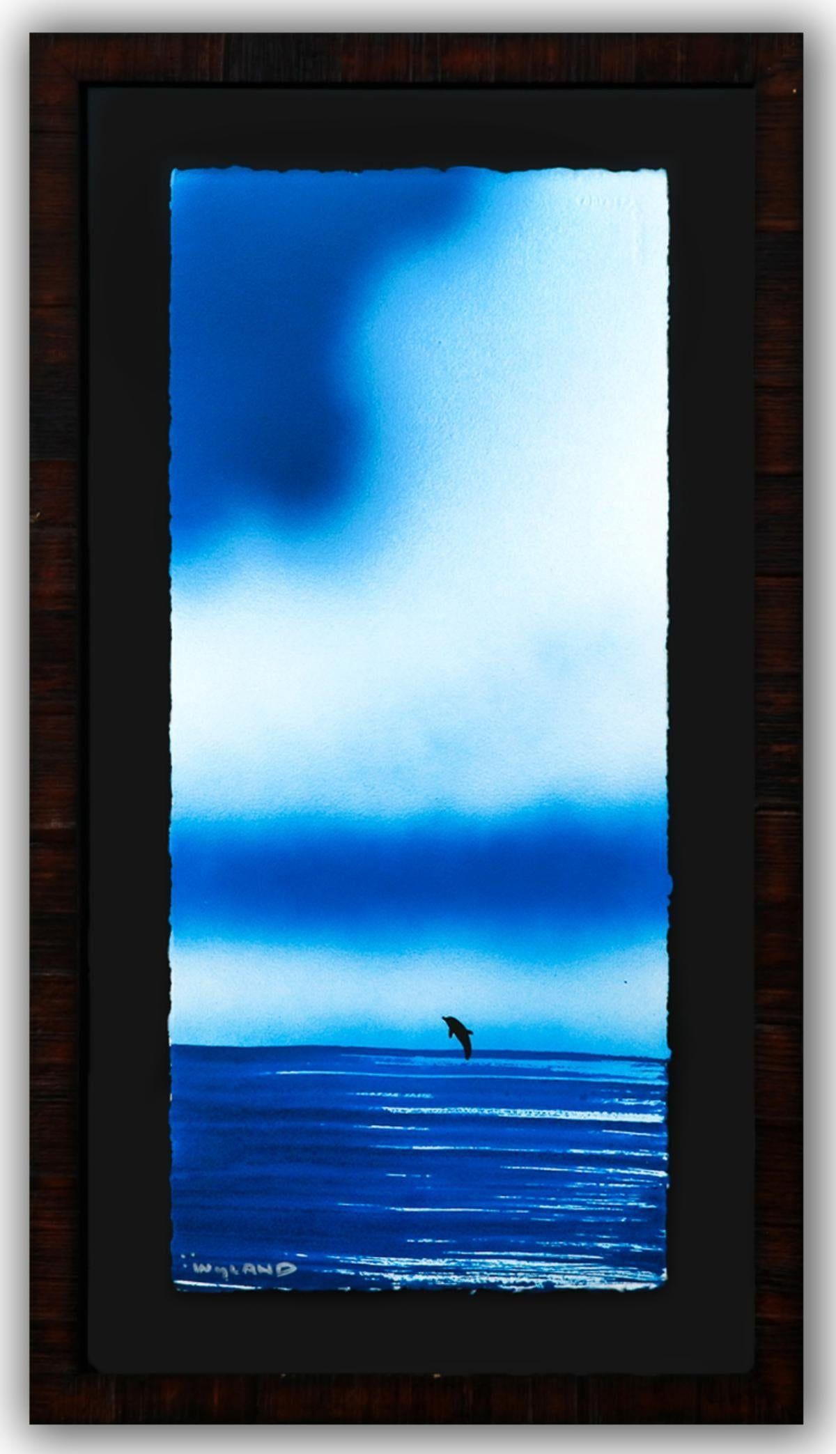 Wyland- Original Watercolor Painting on Deckle Edge Paper "Dolphin": Artist: Wyland. Medium: Original Watercolor Painting on Deckle Edge Paper. Title: Dolphin. Size: 22" x 10". Measures approx. 28" x 16" (framed). Signature: Hand Signed by the artist. Certificate of Au