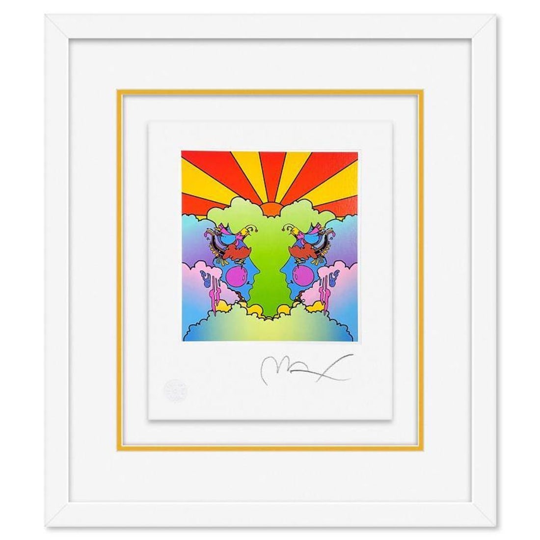 Peter Max, "Profile and Sunrise" Framed Limited Edition Lithograph, Numbered and Hand Signed with (1 of 2)