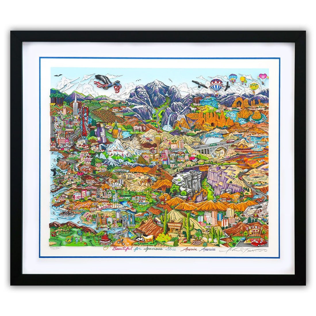 Charles Fazzino- 3D Construction Silkscreen Serigraph "O BEAUTIFUL FOR SPACIOUS SKIES, AMERICA, (1 of 2)