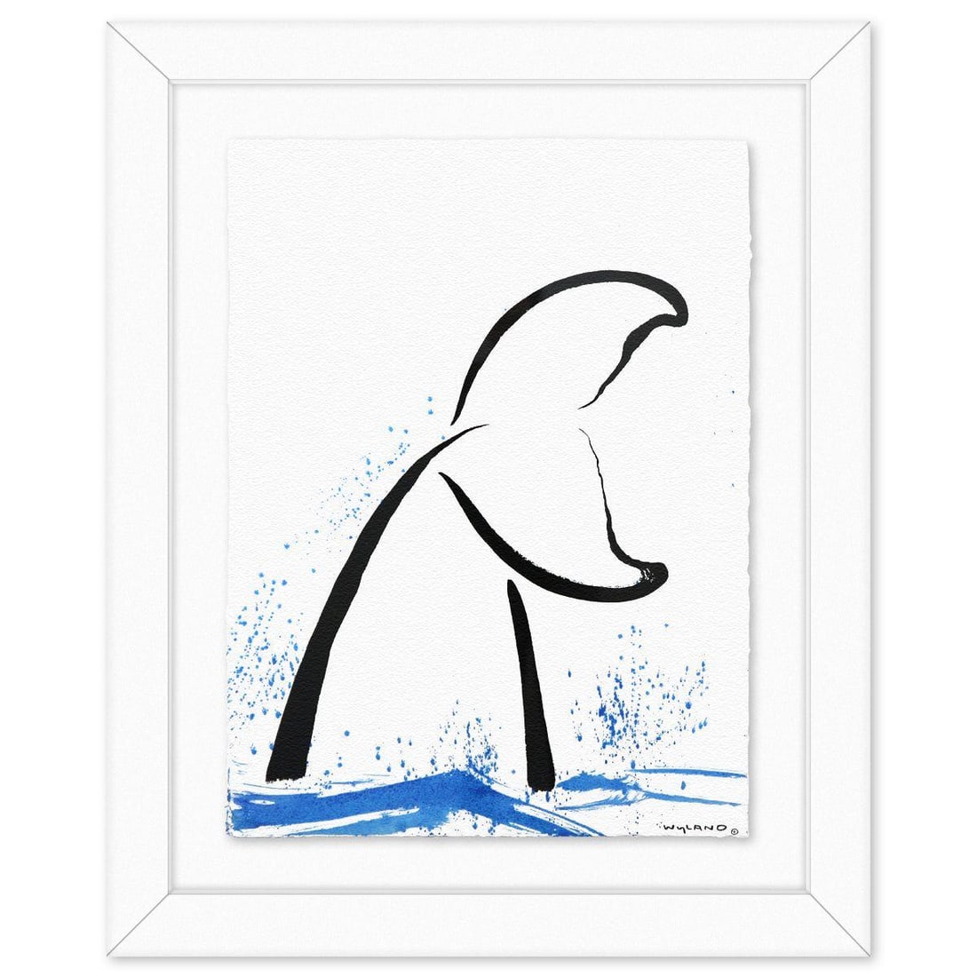 Wyland- Original Sumi Ink Painting "Whale Tail": Artist: Wyland. Medium: Original Sumi Ink Painting. Title: Whale Tail. Size: 30" x 23". Measures approx. 40" x 33" (framed). Signature: Hand signed by the artist. Certificate of Authenticity: Is inclu