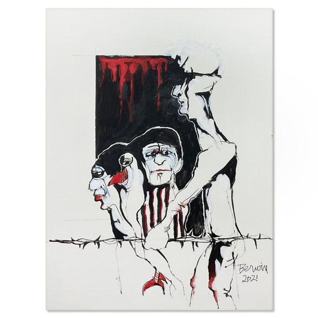 Milton Berwin (1925-2023), Original Painting (30" x 22.5"), Hand Signed with Letter of Authenticity.: This is an original painting on paper by Milton Berwin (1925-2023), hand signed by the artist. Includes Letter of Authenticity. Measures approx. 30" x 22.5" (image).