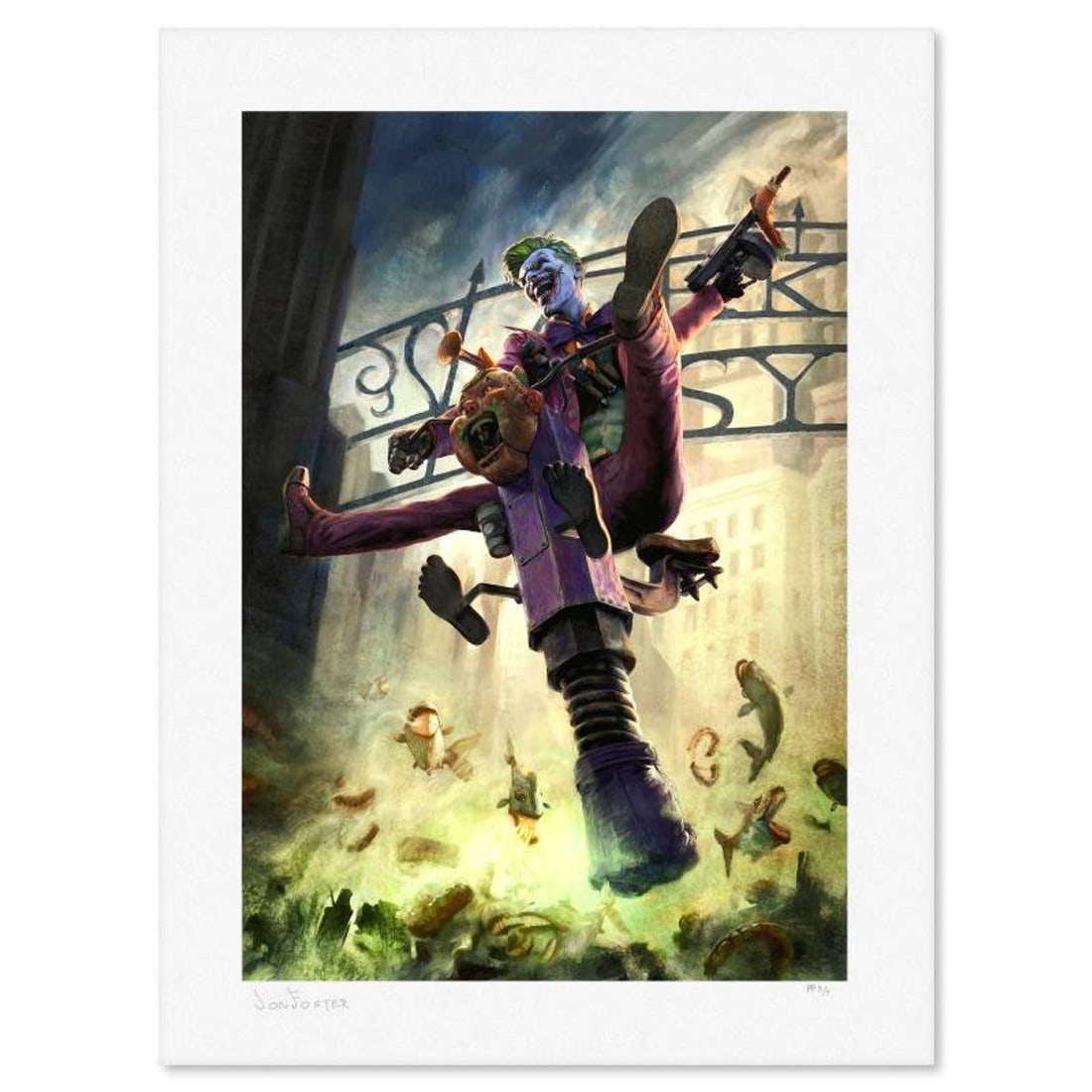DC Comics & Jon Foster, "The Joker Arkham Asylum Breakout" Limited Edition, PP Numbered 3/4 and (1 of 2)