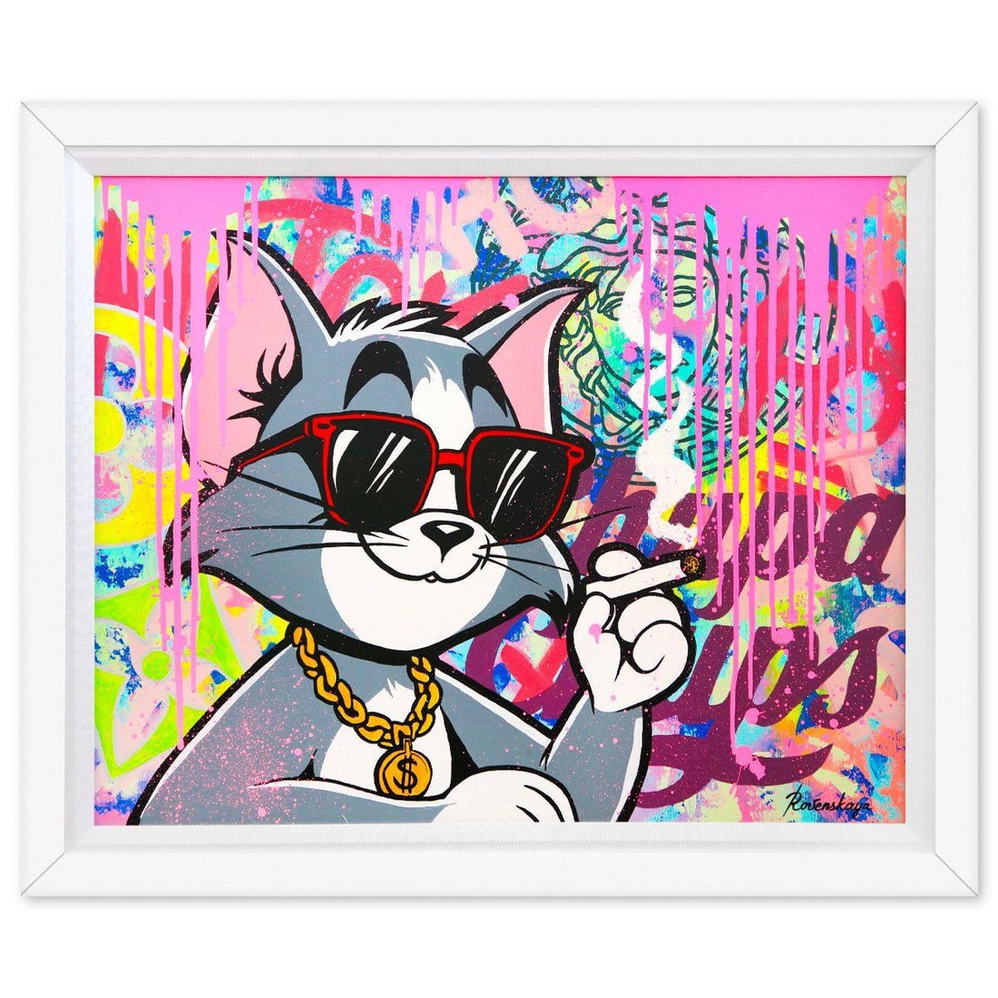 Nastya Rovenskaya- Original Oil on Canvas "Retro Mischief": Artist: Nastya Rovenskaya. Medium: Original Oil on Canvas. Title: Retro Mischief. Size: 24" x 30". Measures approx. 29" x 35" (framed). Signature: Hand signed by the artist. Certificate of Authenticit