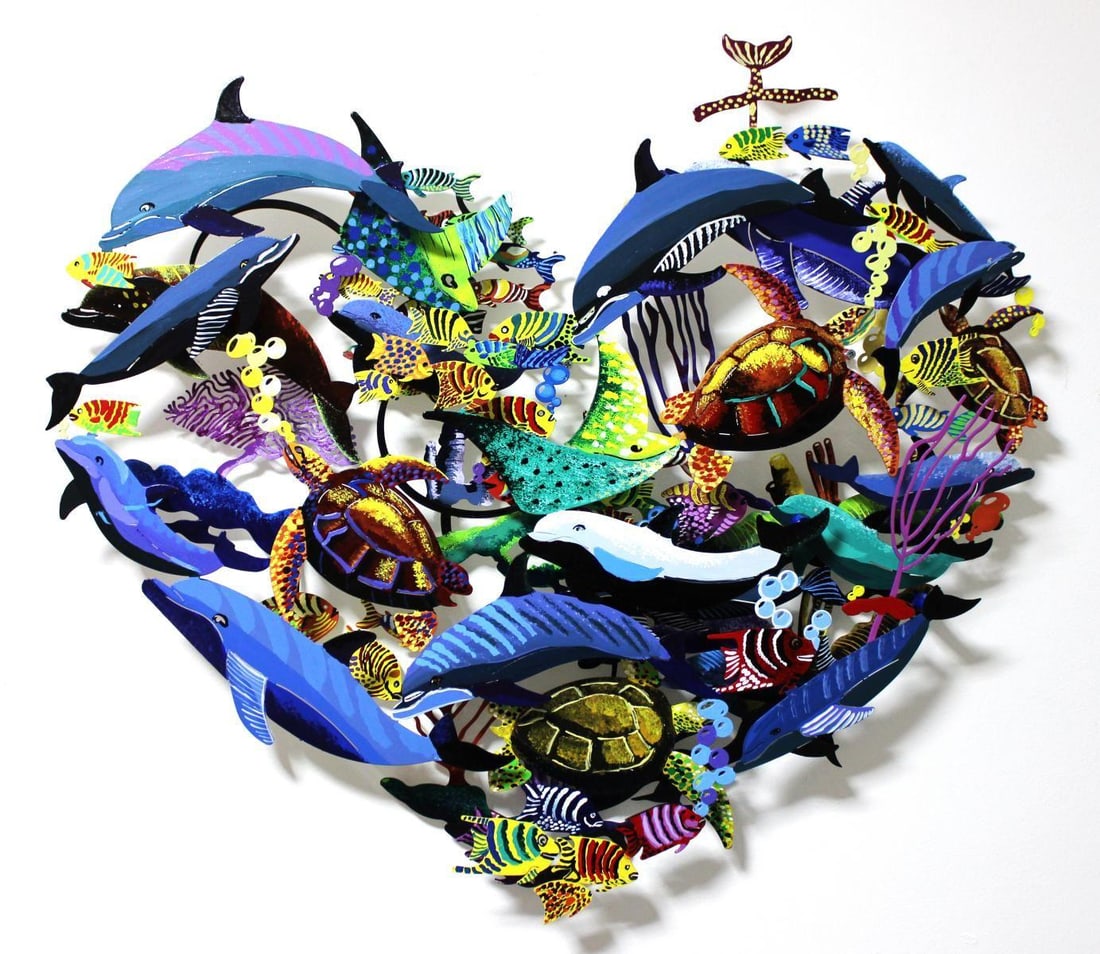 Vera V. Goncharenko- Original Painting on Cutout Steel "Aquarium": Artist: Vera V. Goncharenko. Medium: Original Painting on Cutout Steel. Title: Aquarium. Size: 28" x 32". Signature: Hand Signed by the artist. Certificate of Authenticity: From the publisher. Referen