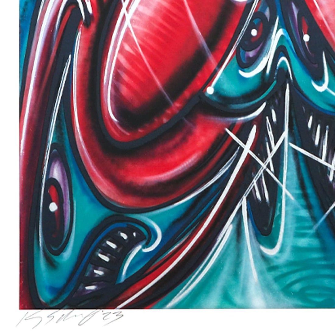Kenny Scharf- Silkscreen on Archival Deckled Edge Paper "NEWAZY" - 2