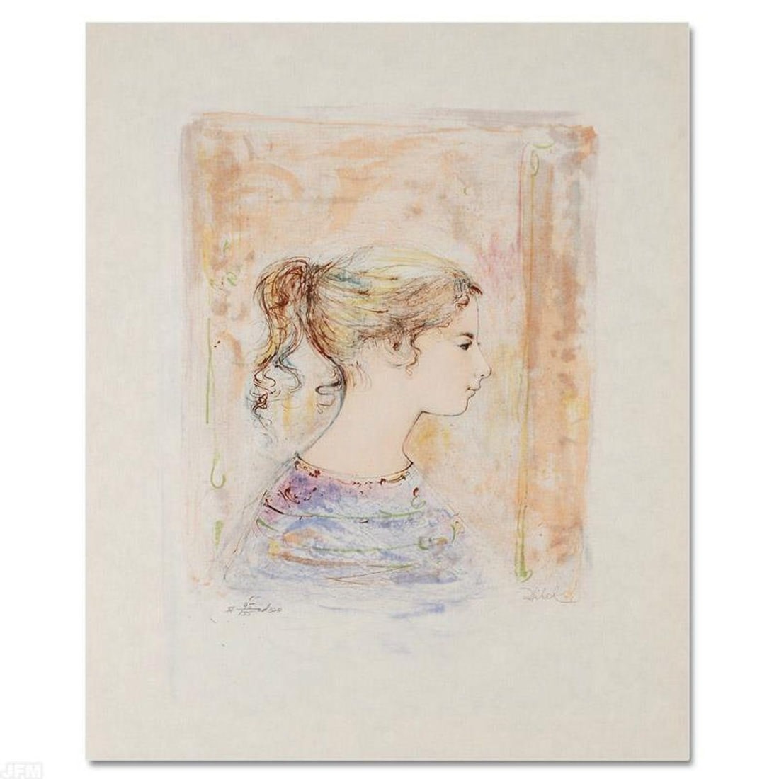 Sami #11 Limited Edition Lithograph by Edna Hibel (1917-2014), Numbered and Hand Signed with: Sami #11 is a limited edition lithograph on rice paper, numbered and hand signed by Edna Hibel (1917-2014). Includes Certificate of Authenticity! Measures approx. 22" x 30" (with border), 14.5" x 18"