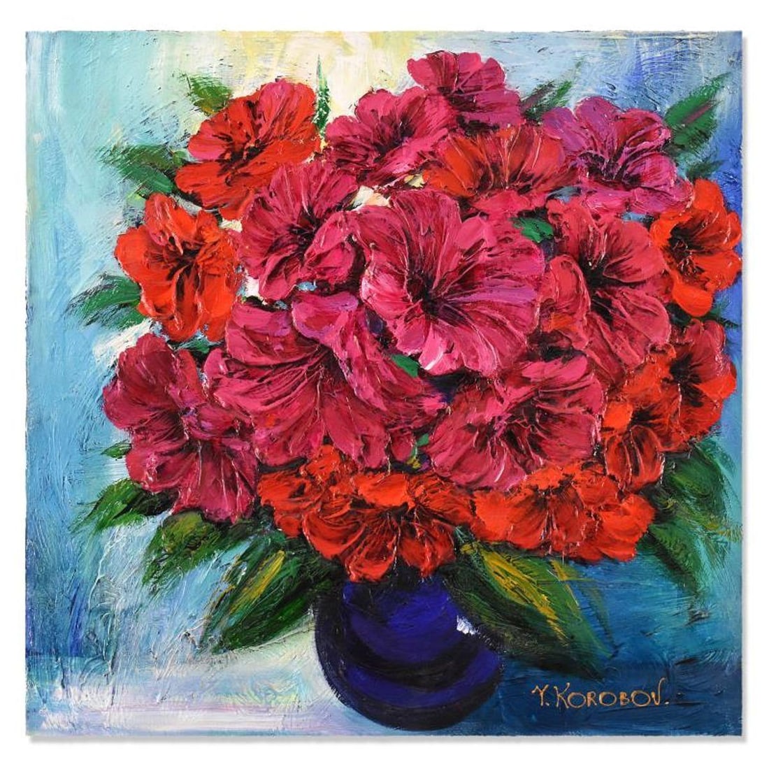 Yana Korobov, "Pure Energy" Original Acrylic Painting on Canvas, Hand Signed with Letter: Pure Energy is an original acrylic painting on canvas by Yana Korobov, hand signed by the artist. Includes Letter of Authenticity. Measures approx. 24" x 24" (image).